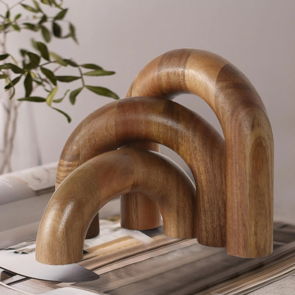 Oakrain 3 Pieces Wood Arch Decor