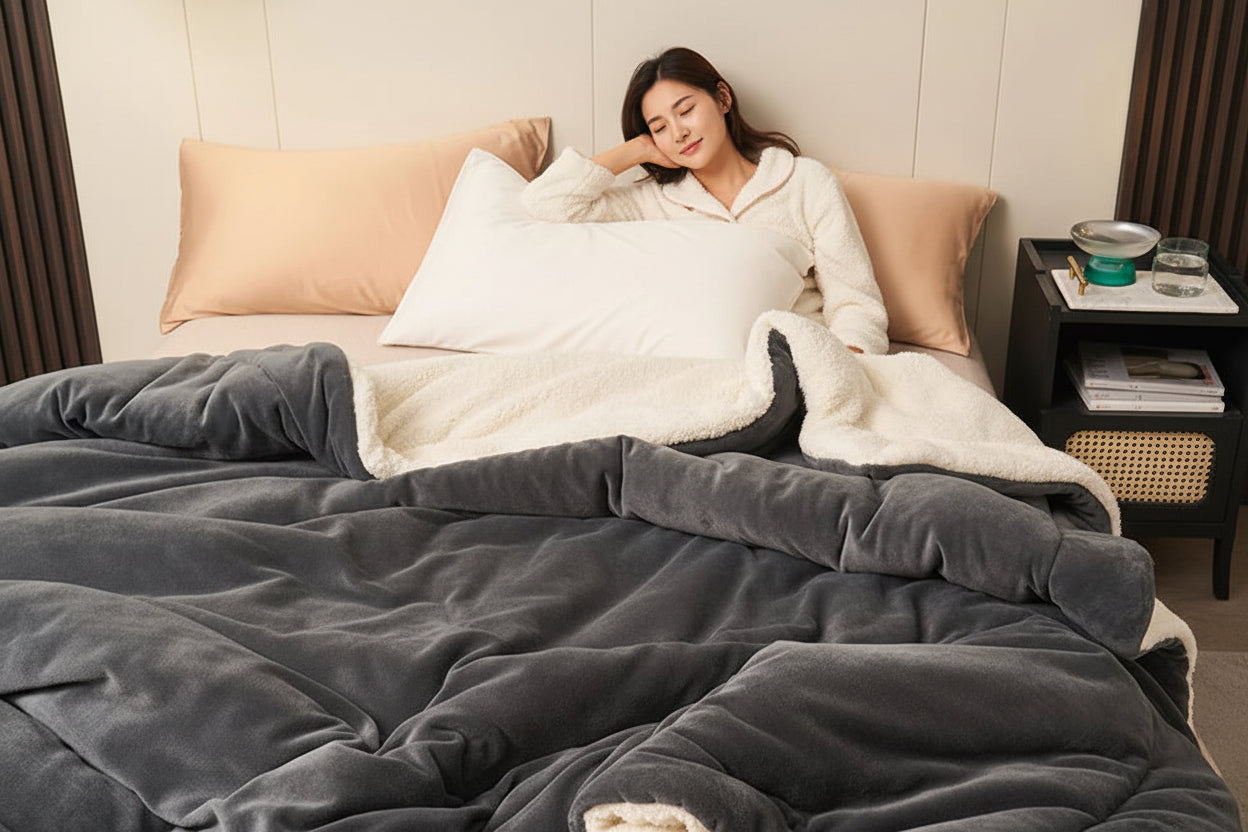 Cozy Double-Layer Lamb Fleece Blanket