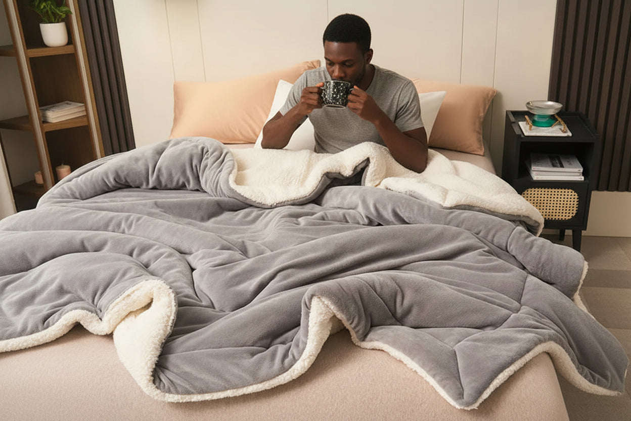 Cozy Double-Layer Lamb Fleece Blanket