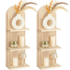 Boho Arch Wood Wall Shelves – Set of 2 (3-Tier)