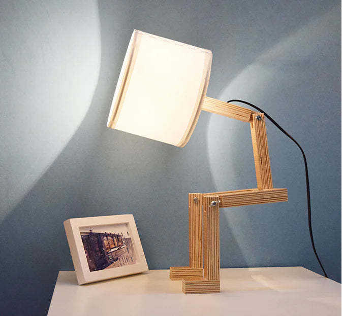Wooden Adjustable Bedside Lamp