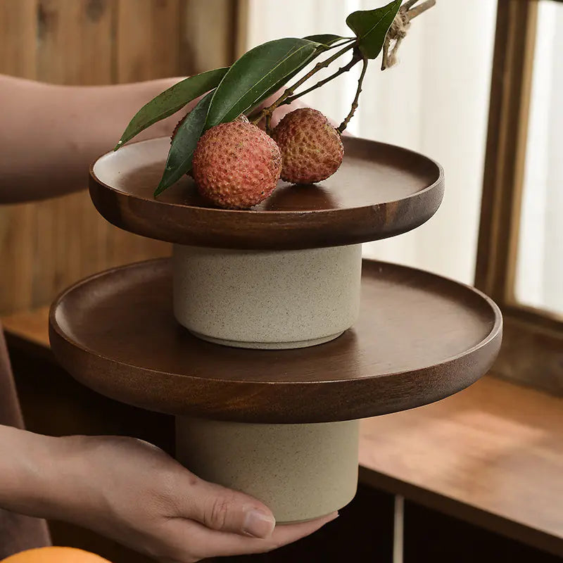 Vintage Japanese Wood Cake Stand
