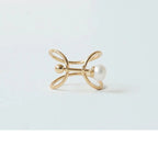 Geometric Pearl Ring with Minimalist Design for Women