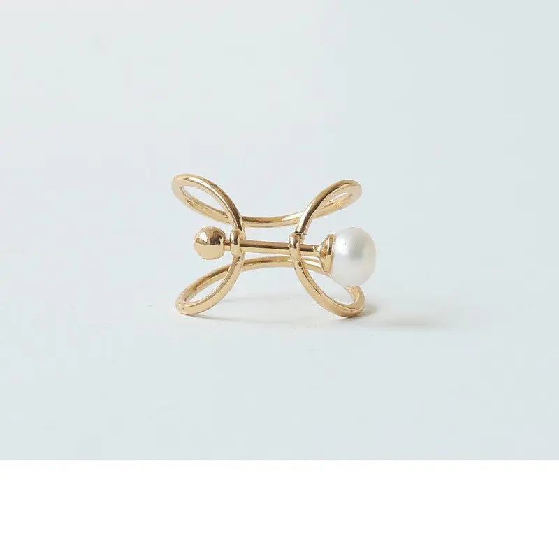 Geometric Pearl Ring with Minimalist Design for Women