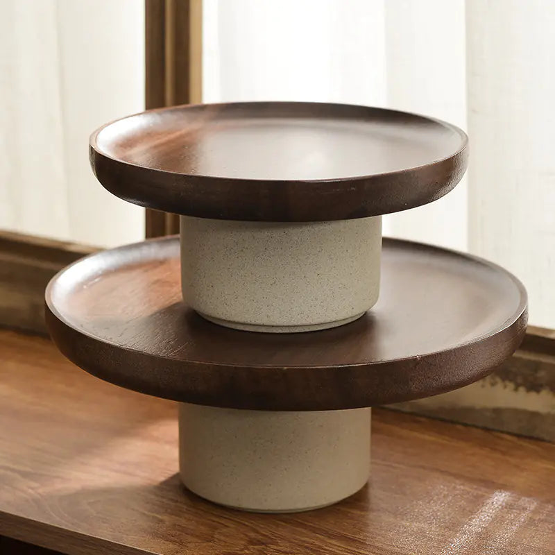 Vintage Japanese Wood Cake Stand