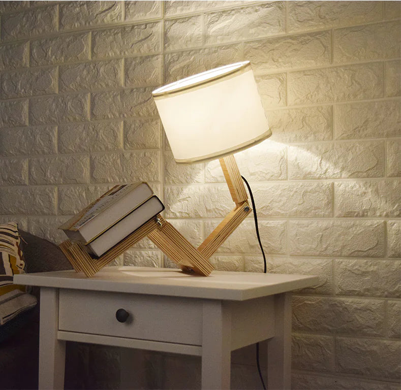 Wooden Adjustable Bedside Lamp