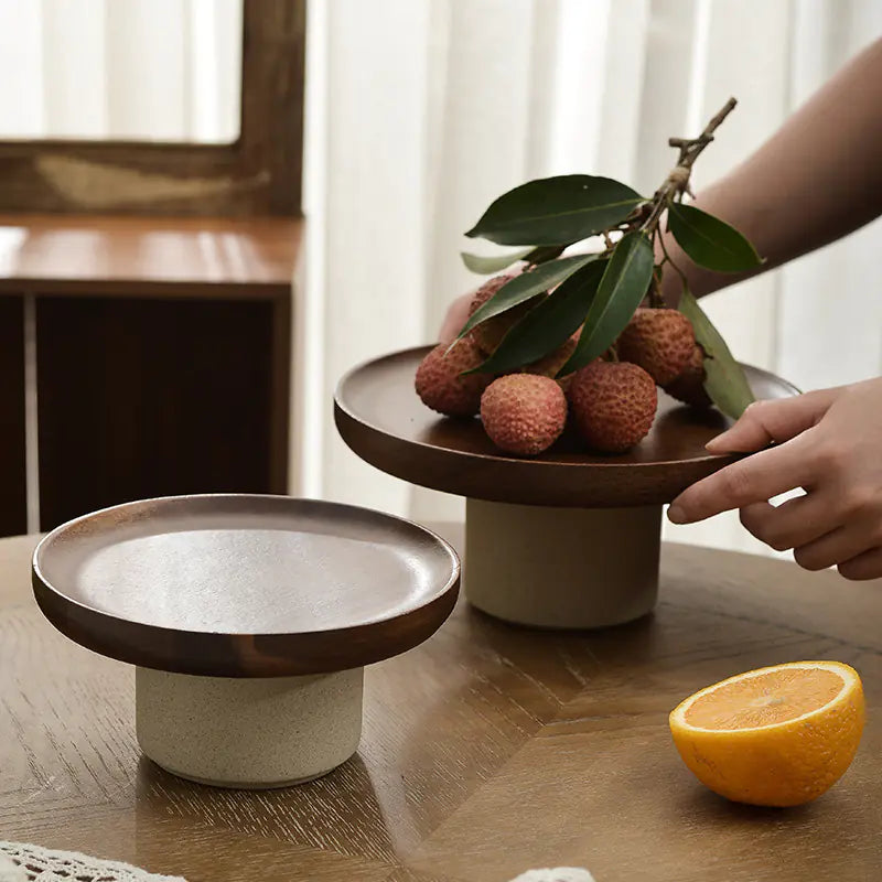 Vintage Japanese Wood Cake Stand